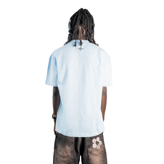 Chenille Print T-Shirt - Baby Blau